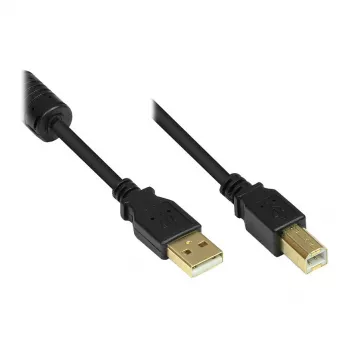 Good Connections Kabel USB 2.0 A do B z rdzeniem ferrytowym, złocone, czarny, 1m