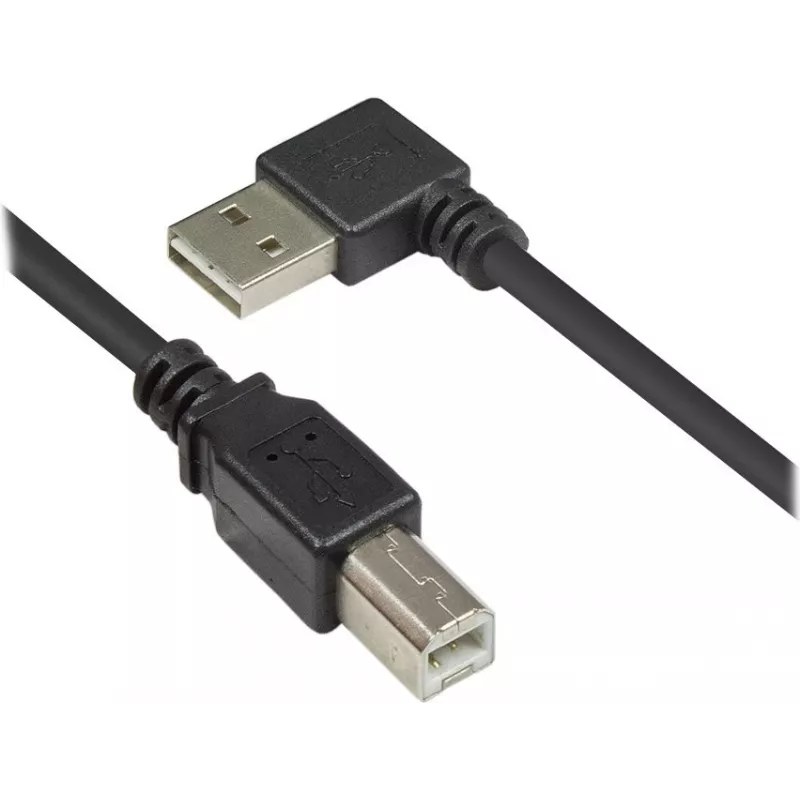 Good Connections USB 2.0 Cable Type-A Angled to Type-B - Black - 0.5m