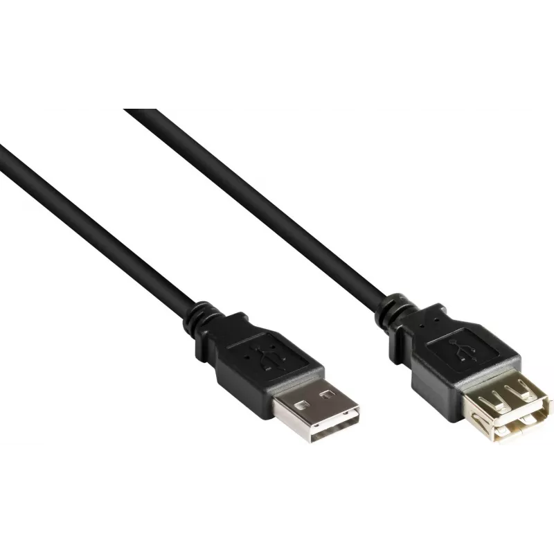 Przewód przedłużający USB 2.0 GoodConnections Alcasa 2511-EU01, USB-A męski do USB-A żeńskiego, 1,8 m, czarny