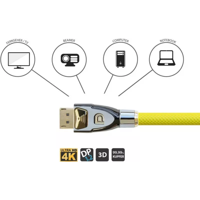 Kabel GoodConnections Alcasa Python DisplayPort 1.4 8K 60Hz 2m męski do męskiego pozłacany GC-M0074
