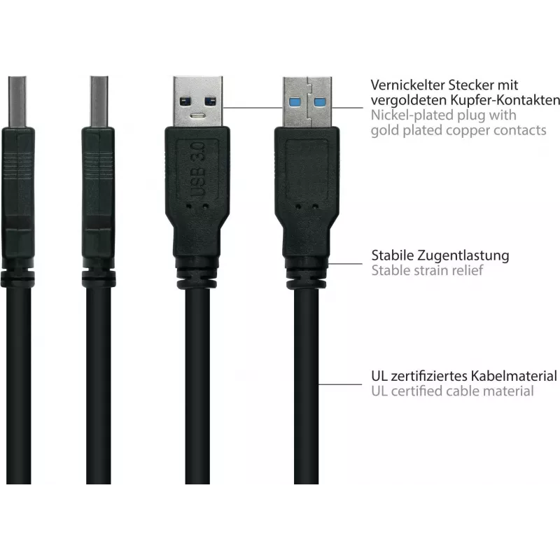 Kabel GoodConnections Alcasa USB 3.2 Gen 1, USB-A na Micro-USB B, 1 m, czarny