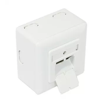 GoodConnections Gniazdo sieciowe Cat.6, 2xRJ45, ekranowane, montaż natynkowy, pionowe wprowadzenie kabla, biel sygnałowa RAL9003 (GC-N0026)