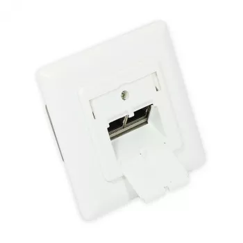 GoodConnections Cat.6A Network Wall Outlet 2xRJ45 Shielded Flush-Mount Vertical Cable Entry Signal White RAL9003