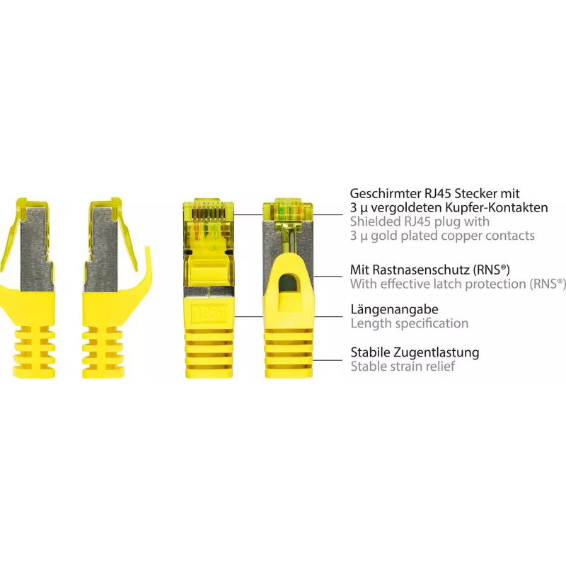 GoodConnections Kat.7 Kabel krosowy RJ45 - 25m, Żółty, S/FTP PiMF, Bezhalogenowy, 600MHz (8070R-250Y)
