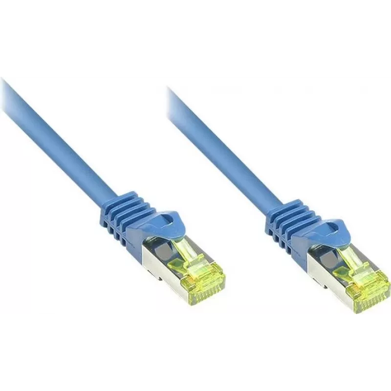 Kabel krosowy GoodConnections Cat.7 S/FTP RJ45, 15m, niebieski, bezhalogenowy, 600MHz, ochrona zatrzasku 8070R-150B