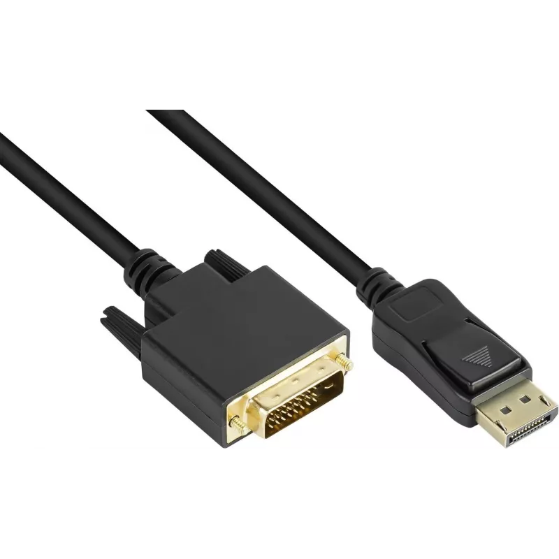 GoodConnections DisplayPort na DVI-D 24+1 Kabel Połączeniowy - Styki Pozłacane 24K - OFC - Czarny - 5m