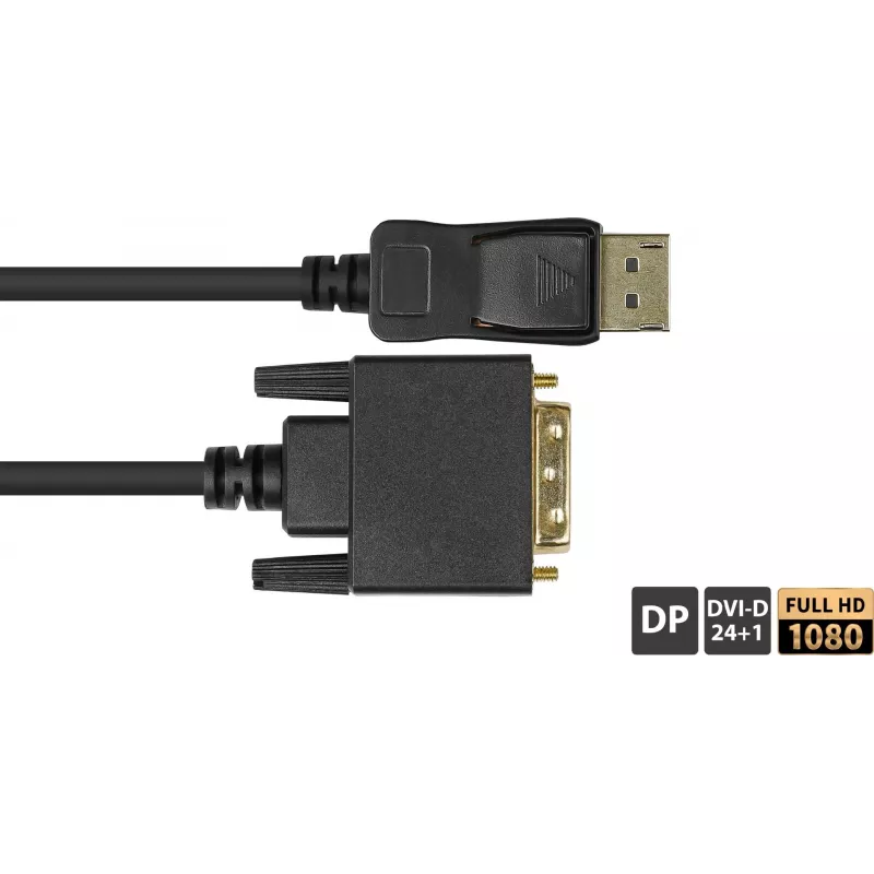 GoodConnections DisplayPort na DVI-D 24+1 Kabel Połączeniowy - Styki Pozłacane 24K - OFC - Czarny - 5m