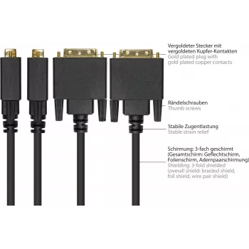 GoodConnections DisplayPort na DVI-D 24+1 Kabel Połączeniowy - Styki Pozłacane 24K - OFC - Czarny - 5m