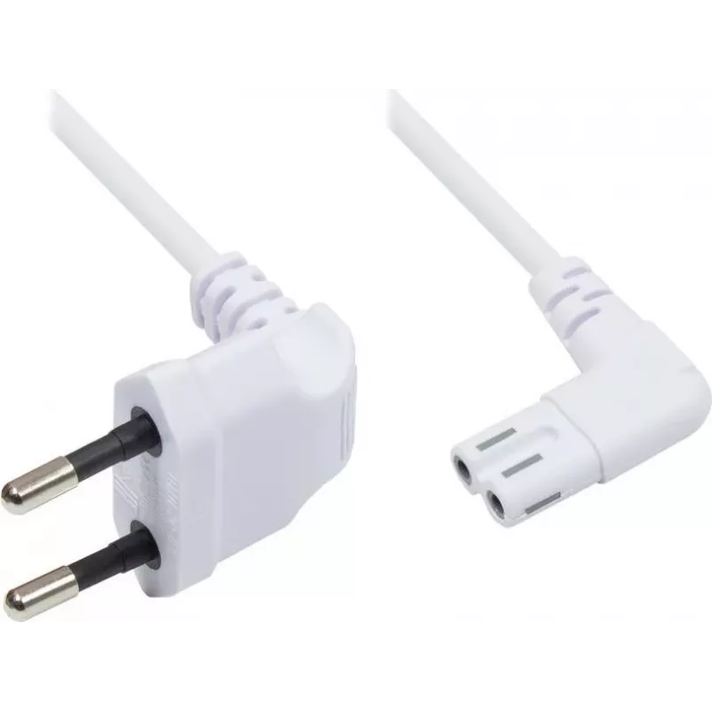 Kabel zasilający GoodConnections Euro, Europlug do IEC C7 Figure-8, oba złącza pod kątem 90°, biały, 1,5 m (1550-ZW015W)