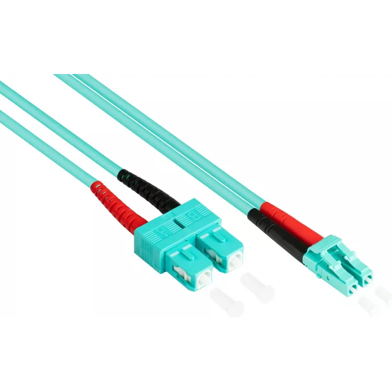 Kabel światłowodowy GoodConnections OM3 Duplex Multimode SC do LC, 50/125 µm, 1m, LSZH Aqua LW-801LS3