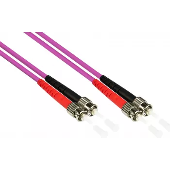 Kabel światłowodowy patchcord GoodConnections OM4 ST-ST wielomodowy duplex, 7,5m, LSZH, fioletowy LW-8075ST4