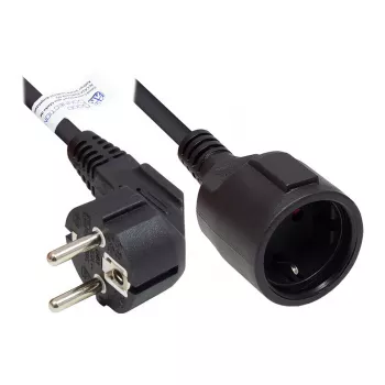GoodConnections Przedłużacz zasilający – Wtyczka Schuko Typ E+F (CEE 7/7, kątowa) do Gniazda Typ F (CEE 7/3, prosta), 1,50 mm², 10 m, czarny