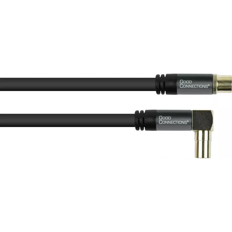 Kabel antenowy SAT GoodConnections SmartFLEX, IEC/Coax wtyk kątowy do gniazda, pozłacany, poczwórnie ekranowany, ekranowanie 120dB, czarny, 15m (GC-M2078)
