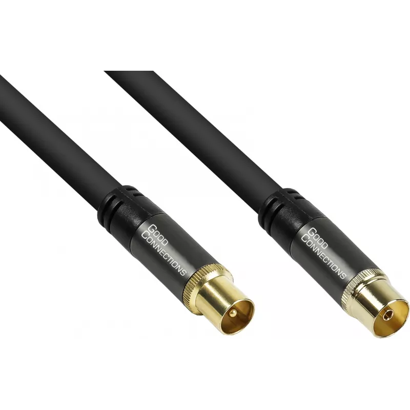 Kabel antenowy GoodConnections SmartFLEX, IEC Coax męski do żeńskiego, pozłacany, poczwórnie ekranowany, ekranowanie 120 dB, czarny, 30 m (GC-M2060)