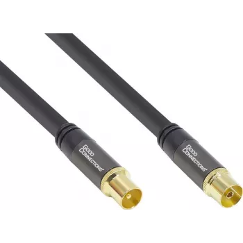 Kabel antenowy GoodConnections SmartFLEX, IEC Coax męski do żeńskiego, pozłacany, poczwórnie ekranowany, ekranowanie 120 dB, czarny, 30 m (GC-M2060)