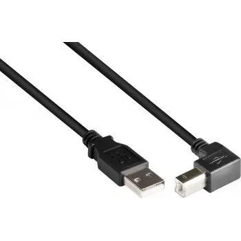 Kabel USB 2.0 GoodConnections A do B kątowy skierowany w dół 2m czarny