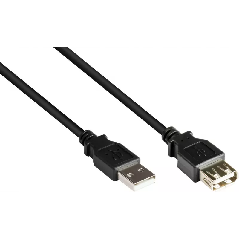 GoodConnections Kabel przedłużający USB 2.0 A męski na A żeński, 0,6 m, czarny