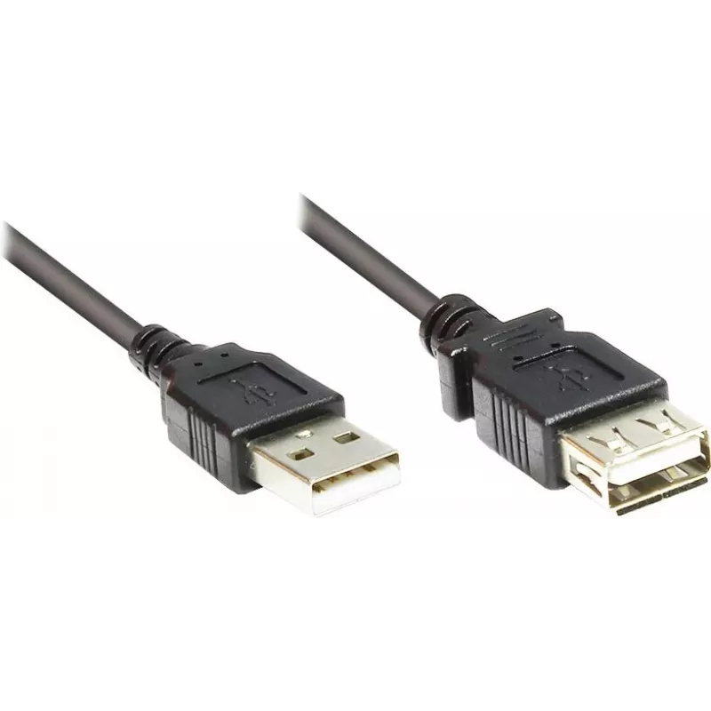 GoodConnections USB 2.0 Extension Cable Type-A Male to Female, Black, 0.3m