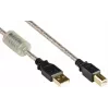 Good Connections kabel USB 2.0 wysokiej jakości z rdzeniem ferrytowym i pozłacanymi stykami, przezroczysty, 5 m