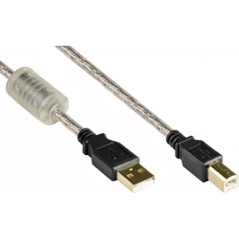 Good Connections kabel USB 2.0 wysokiej jakości z rdzeniem ferrytowym i pozłacanymi stykami, przezroczysty, 5 m