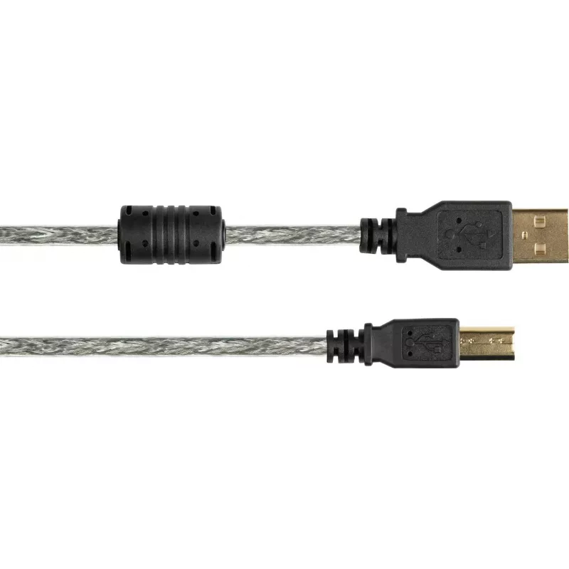 Good Connections kabel USB 2.0 wysokiej jakości z rdzeniem ferrytowym i pozłacanymi stykami, przezroczysty, 5 m