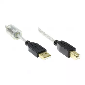 Good Connections kabel USB 2.0 wysokiej jakości z rdzeniem ferrytowym i pozłacanymi stykami, przezroczysty, 5 m