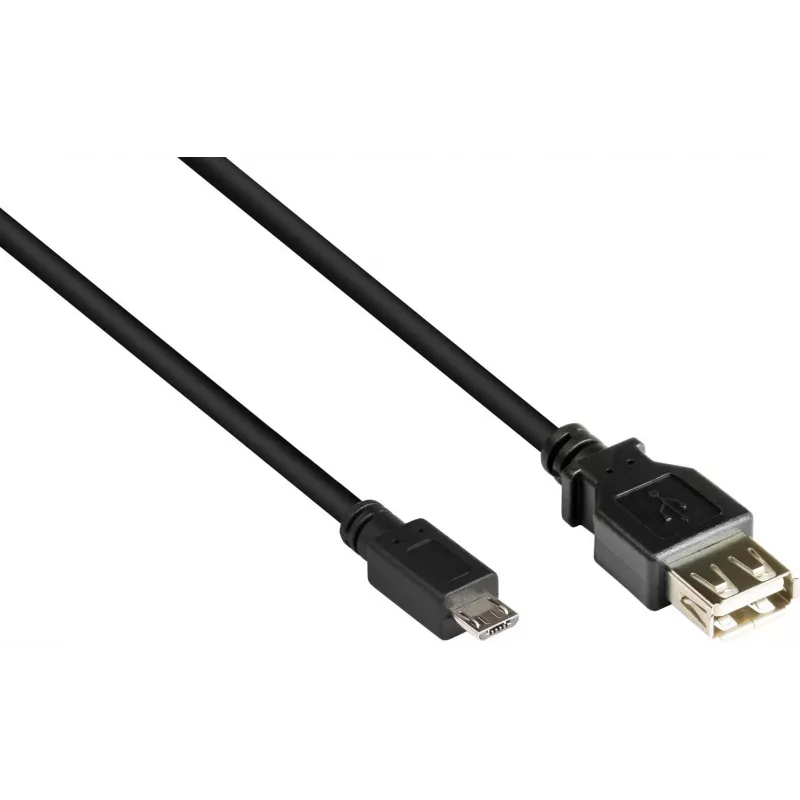 Kabel adaptera USB-OTG GoodConnections, Micro-USB Typ B męski na USB Typ A żeński, USB 2.0, 0,1 m, czarny
