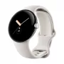 Google Pixel Watch LTE 41mm Polerowana srebrna koperta z paskiem sportowym - Kredowy