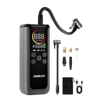 GOOLOO GT160 podwójna sprężarka samochodowa | 12V DC, 150 PSI, wyświetlacz cyfrowy, 70 L/min, automatyczne wyłączanie, lampka robocza LED