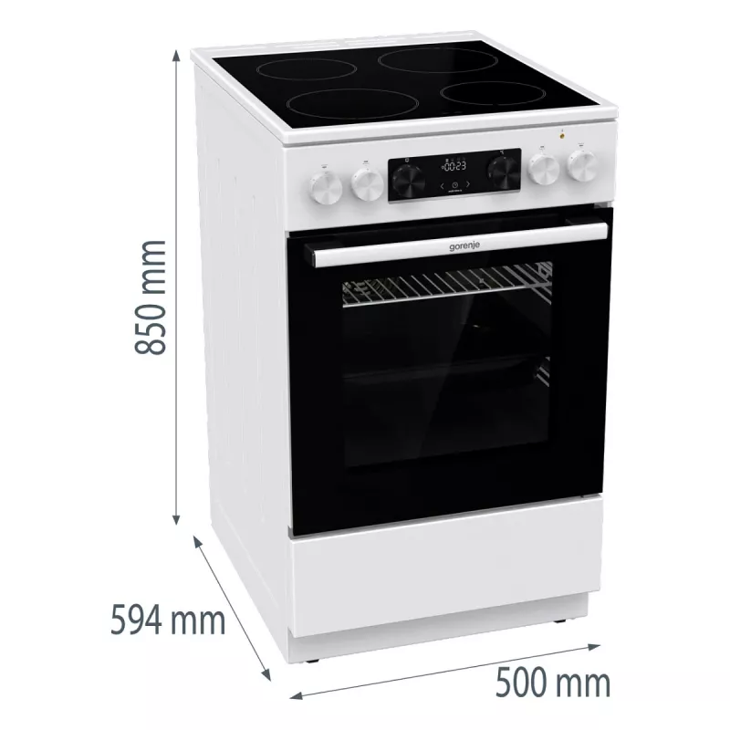 Gorenje GEC 5C41 WG Wolnostojąca kuchenka elektryczna – biała, 50 cm, 70 l, 9 funkcji