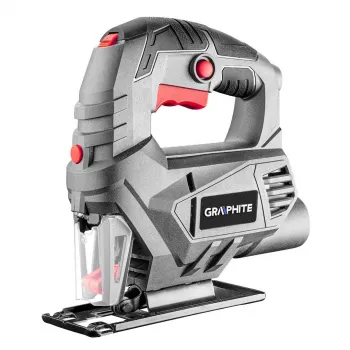 Graphite 58G047 800 W Wyrzynarka z prowadnicą laserową, oświetleniem LED, ruchem wahadłowym, bezkluczykową wymianą brzeszczotu, głębokością cięcia drewna 80 mm, 230 V