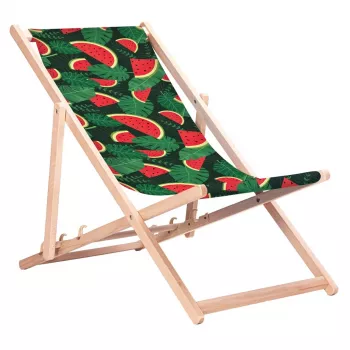 GRB GreenBlue GB183 Klasyczne Krzesło Plażowe Bukowe z Nadrukiem Arbuzów