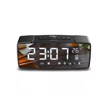 Budzik radiowy GRB Greenblue GB200 Bluetooth z FM, temperaturą, wilgotnością, alarmem, drzemką, wyświetlaczem LED, czarno-szary