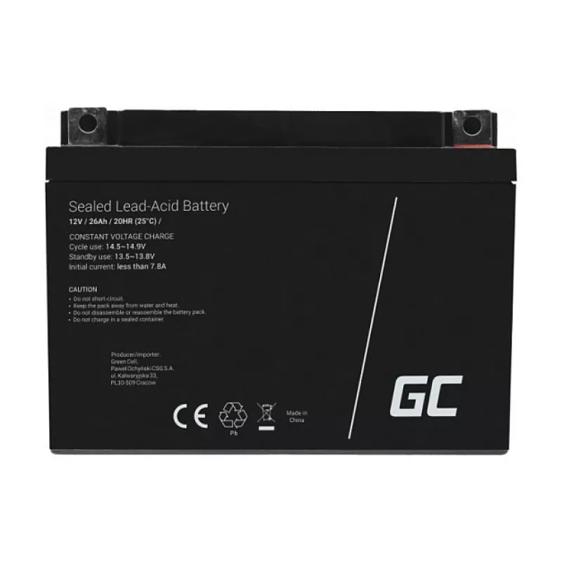 Green Cell AGM35 12V 26Ah AGM VRLA Bezobsługowy akumulator do kosiarki, skutera, łodzi, wózka inwalidzkiego