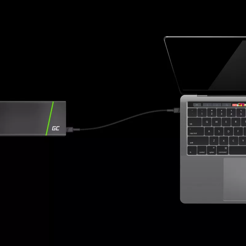 Green Cell GC PowerStream USB Type-C Męski do Type-C Męski Kabel do Szybkiego Ładowania 2m Czarny