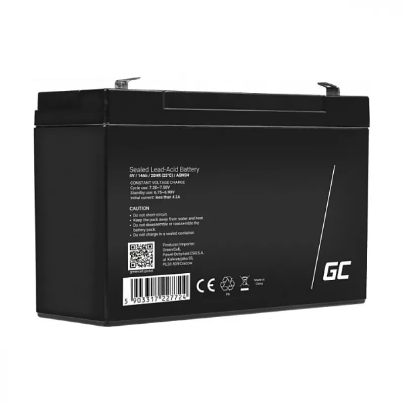 Green Cell Akumulator zamienny AGM34 6V 14Ah AGM Kwasowo-ołowiowy szczelny