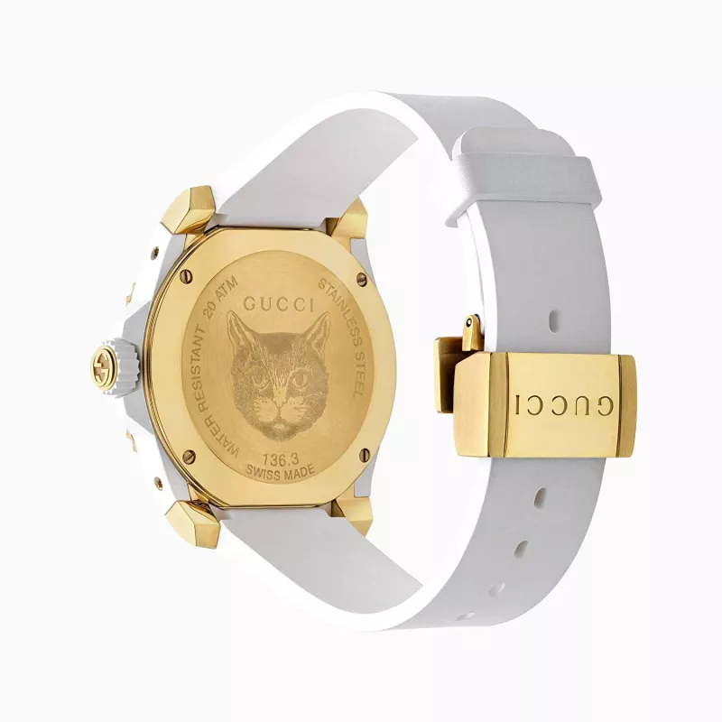 Zegarek męski Gucci Dive YA136322 40mm Stal nierdzewna Czarna tarcza Pasek gumowy