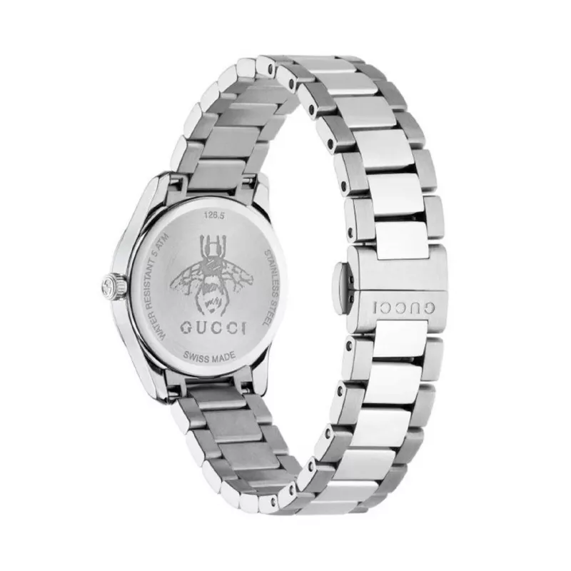 Zegarek damski Gucci G-Timeless YA126572A 27mm Stal nierdzewna Srebrna tarcza Diamentowe indeksy Swiss Quartz
