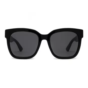 GUCCI GG0034SN-001 Damskie kwadratowe okulary przeciwsłoneczne 54/20/140 mm czarny acetat szary nylon UV400