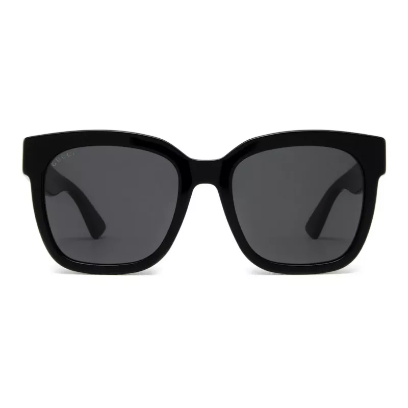 GUCCI GG0034SN-001 Damskie kwadratowe okulary przeciwsłoneczne 54/20/140 mm czarny acetat szary nylon UV400