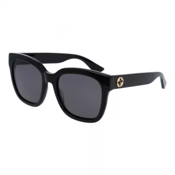 GUCCI GG0034SN-001 Damskie kwadratowe okulary przeciwsłoneczne 54/20/140 mm czarny acetat szary nylon UV400