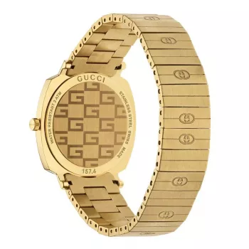 Zegarek GUCCI Grip YA157403 35mm Swiss Quartz Stal nierdzewna Mesh Damska