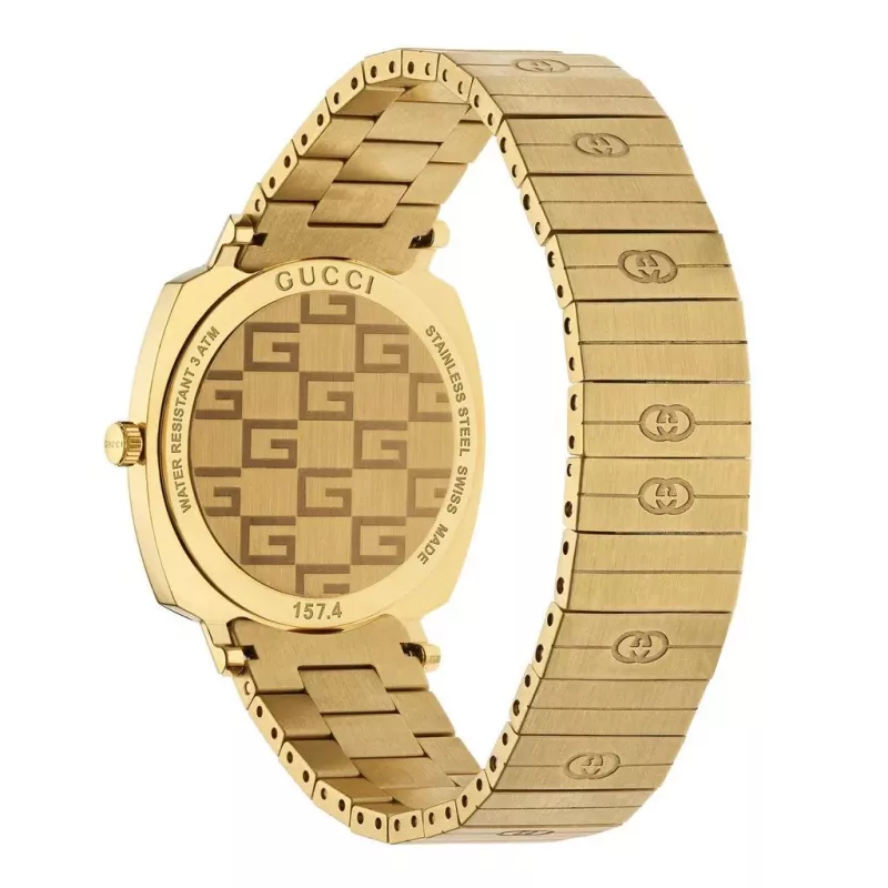Zegarek GUCCI Grip YA157403 35mm Swiss Quartz Stal nierdzewna Mesh Damska