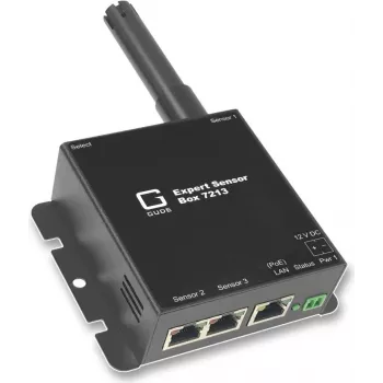 Güde Expert Sensor Box 7213-3 - Sieciowe urządzenie do monitorowania środowiska z czujnikiem temperatury, wilgotności, 2 portami czujników, 2 wejściami cyfrowymi, wyjściem przekaźnikowym