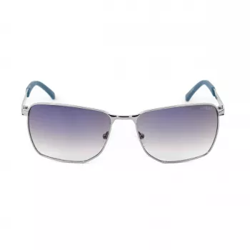 GUESS GF00018-6008C Męskie okulary przeciwsłoneczne prostokątne - czarna oprawka, szare przyciemniane soczewki UV400