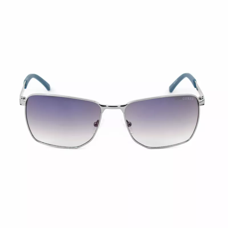 GUESS GF00018-6008C Męskie okulary przeciwsłoneczne prostokątne - czarna oprawka, szare przyciemniane soczewki UV400