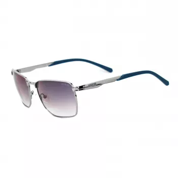 GUESS GF00018-6008C Męskie okulary przeciwsłoneczne prostokątne - czarna oprawka, szare przyciemniane soczewki UV400