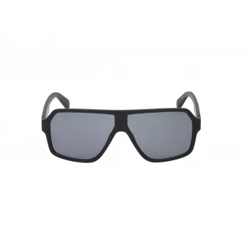 Okulary przeciwsłoneczne męskie GUESS GF00047-6102A - prostokątne, oprawka błyszcząca czarna, soczewki dymne, 61mm