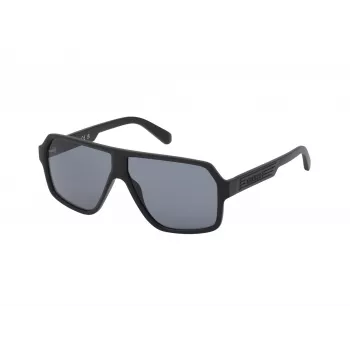 Okulary przeciwsłoneczne męskie GUESS GF00047-6102A - prostokątne, oprawka błyszcząca czarna, soczewki dymne, 61mm