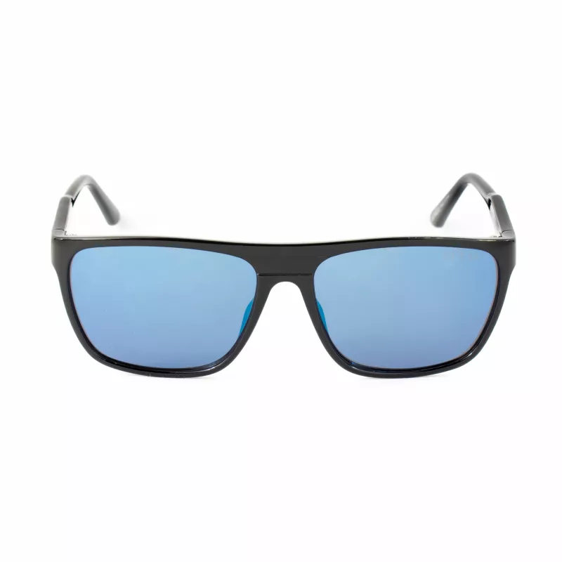 GUESS GF00048-5901C Męskie okulary przeciwsłoneczne prostokątne - czarna oprawka, szare szkła